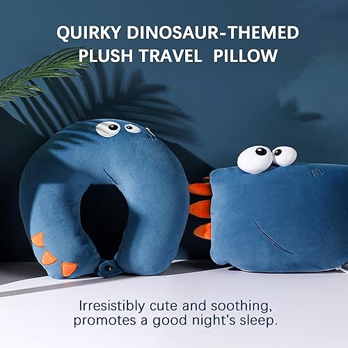 Miniatura 2 de qianliyer Almohadas de cuello para niños para viajes, almohada de viaje de felpa transformable 2 en 1 para viajes en avión y automóvil, adorable