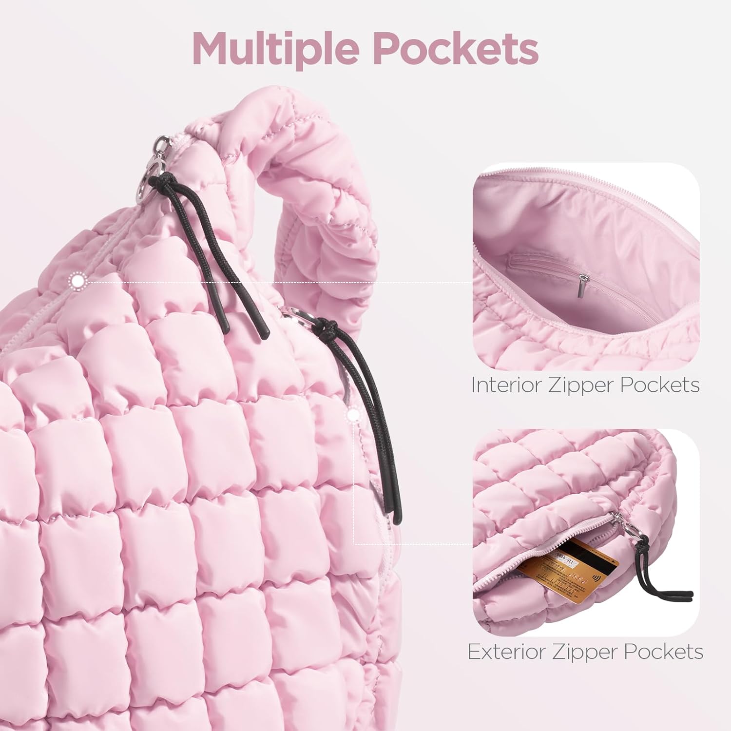 Puffer Tote Bag for Women Large Quilted Tote Bag Quilted Carryall Bag Soft Puffy Crossbody Bag Hobo Handbags Puff Purse - Image 5