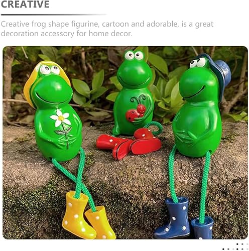 Miniatura 3 de ARTIBETTER Figuras en miniatura de rana para decoración del hogar, 3 piezas, figuras de rana, estantes con patas colgantes, estatua de rana, adorno