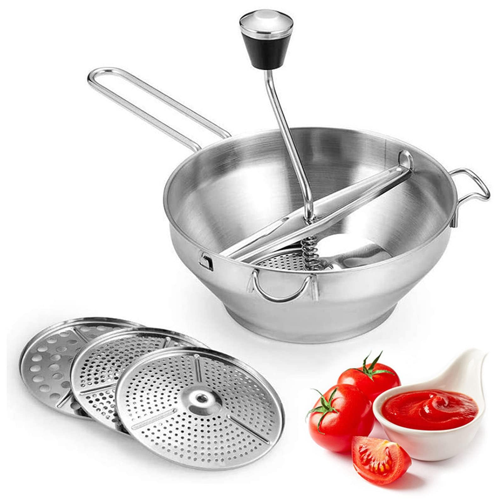 Moulin alimentaire manuel en inox avec 3 disques interchangeables pour purée et légumes