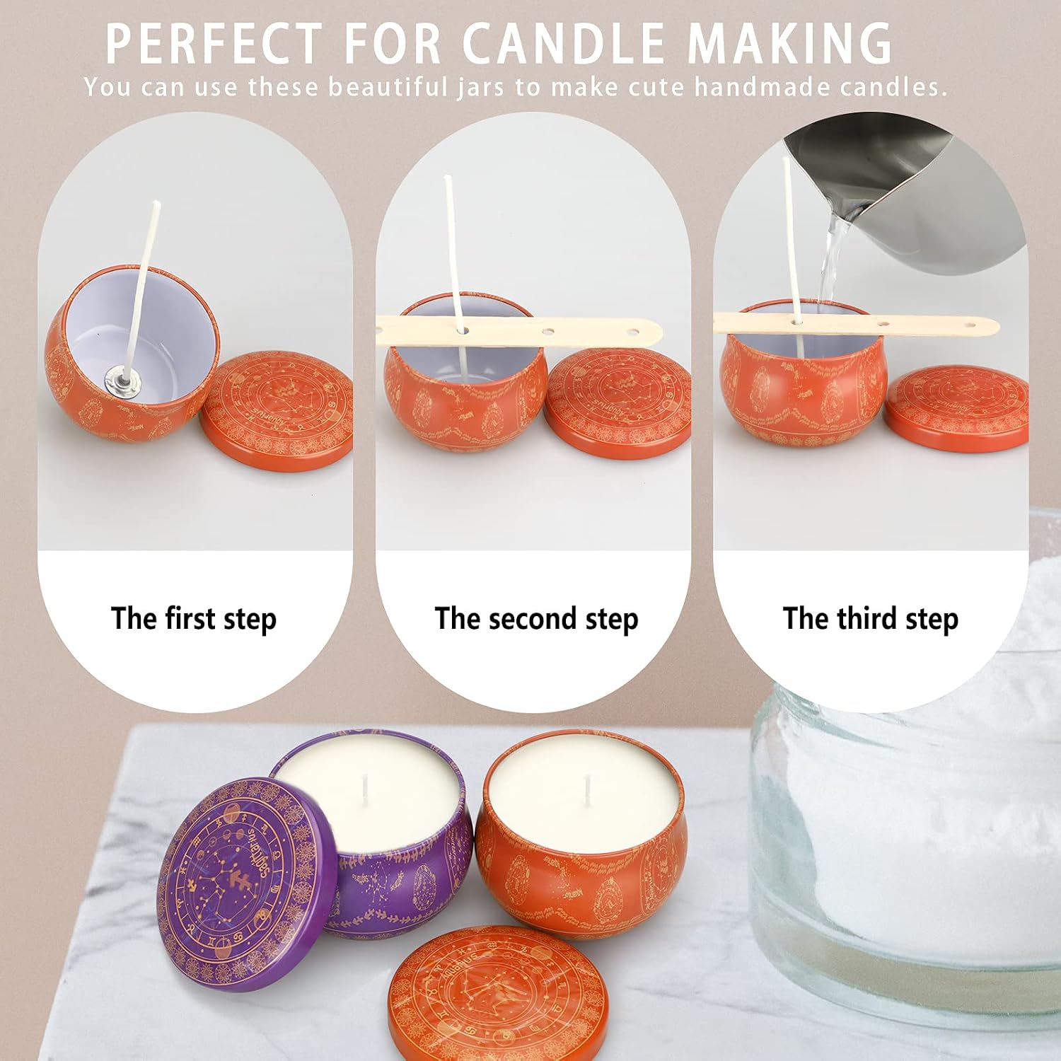 DRUNKEN TANGO Candle Tins, 24 Pack 2.5 Oz Candle Jars for Making Candles, Bulk Candle Jars, DIY Candle Making Tins, Candle Tins with Lids Bulk, for DIY Candles, Holiday Gifts