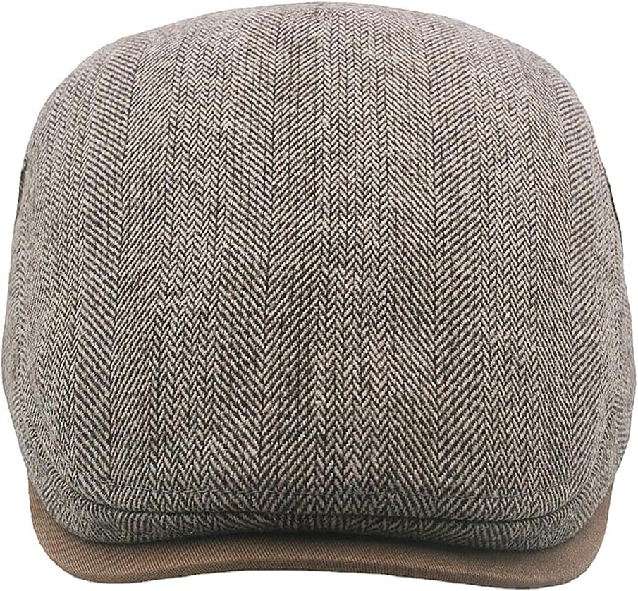 Mens Herringbone Tweed Newsboy Cap Flat Ivy Gatsby Hat Adjustable Cabbie Cap for Women - Image 3