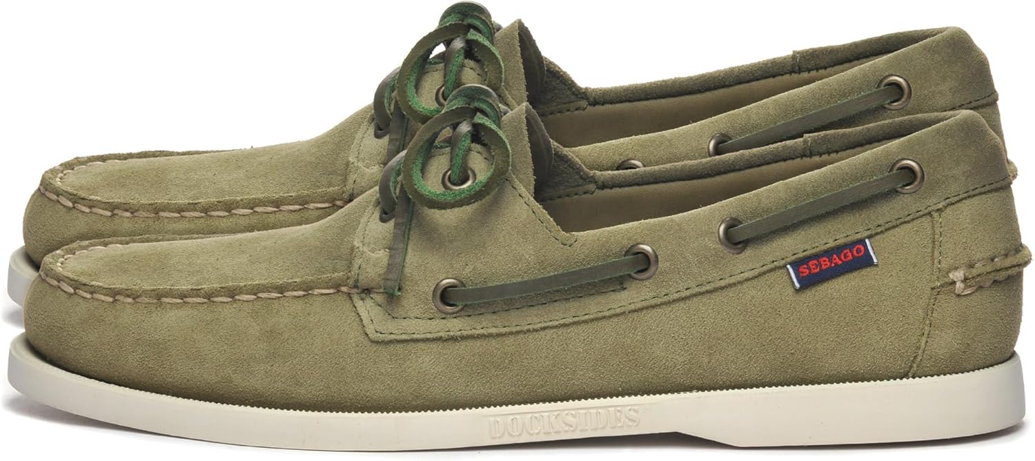 Sebago Portland Roughout Boat Shoes - Handsewn Roughout Leather Moccasins with Leather Sock Lining and Non-Marking, Non-Slip Siped Rubber Outsoles
