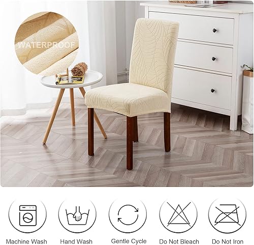 Miniatura 7 de Genina - Juego de 6 fundas impermeables para sillas de comedor, fundas extraíbles, fundas protectoras para sillas tipo Parson para cocina (hojas,