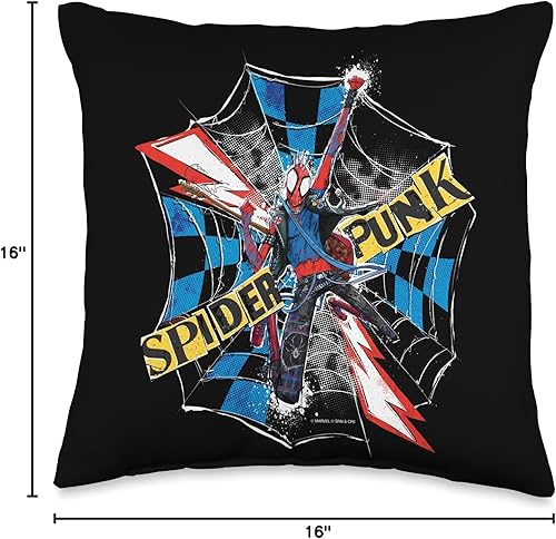 Miniatura 4 de Marvel Man Across Verse Spider-Punk Web - Almohada (16 x 16 pulgadas), multicolor