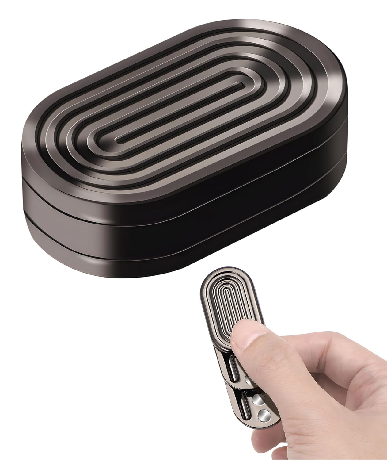 Metal Fidget Toys Adults, Fidget Slider Magnetic Toys, Adults for Anxiety and Stress Relieve Autism Cool Office Gadgets for Desk-Black