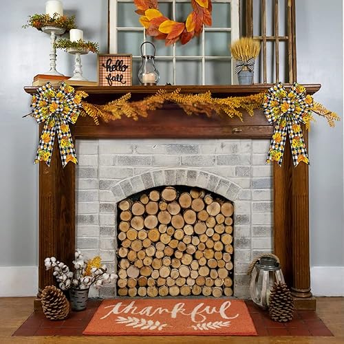 Miniatura 9 de 2 lazos de otoño para corona, lazos de corona de calabaza de Acción de Gracias, lazos de otoño para camión, lazo de arpillera natural naranja para