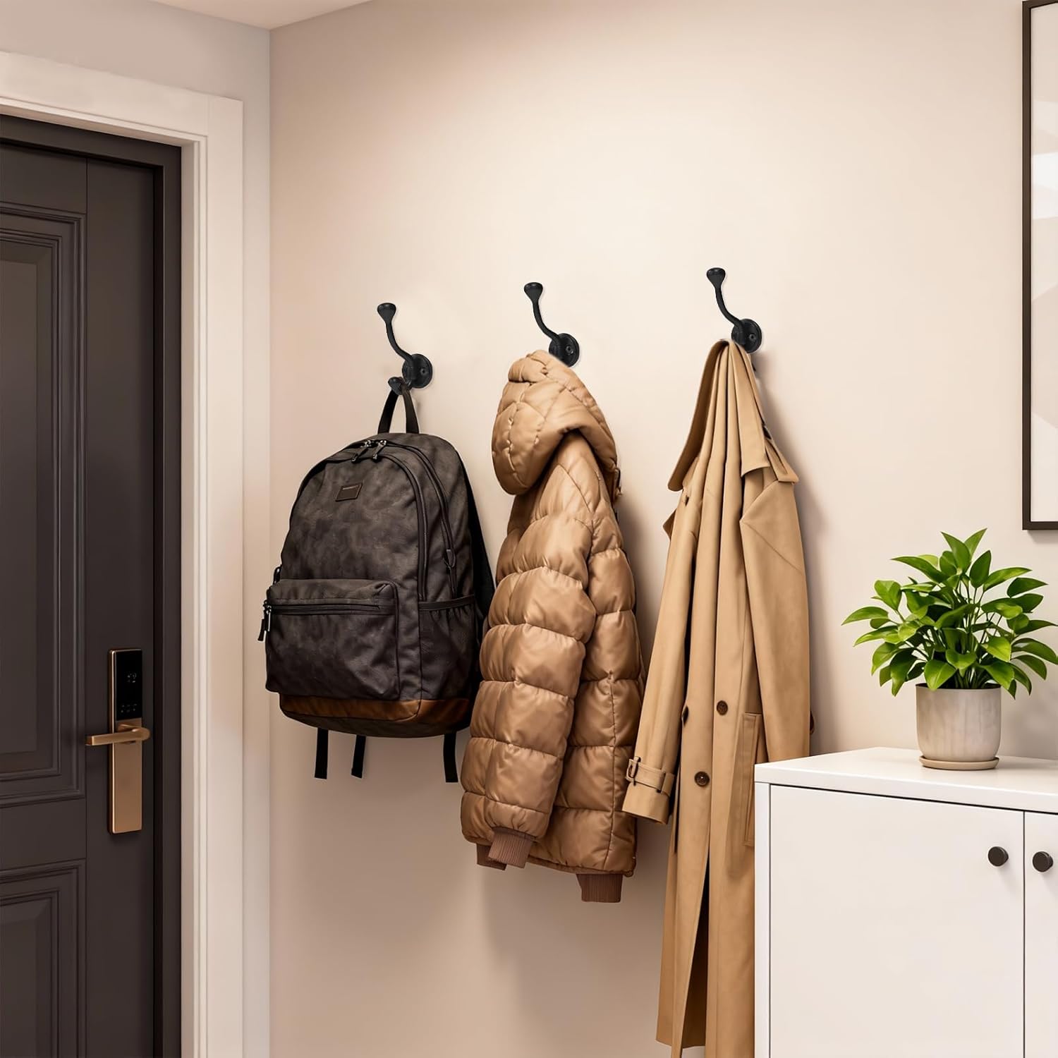 12 Pack wall Hooks for Hanging, Heavy Duty Coat Hook wall Mount, Easy to Install Metal Closet Hooks, Apply to Bathrooms, Bedrooms, Living Rooms, Entrances (Black)