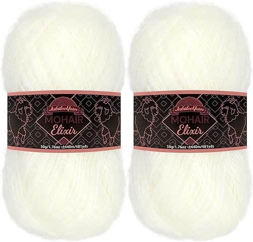 JubileeYarn - Hilo de mohair Elixir, 1.76 ozmadeja mezcla de lana de bebé, Piña Colada, 2 madejas disponible en Yaxa Costa Rica