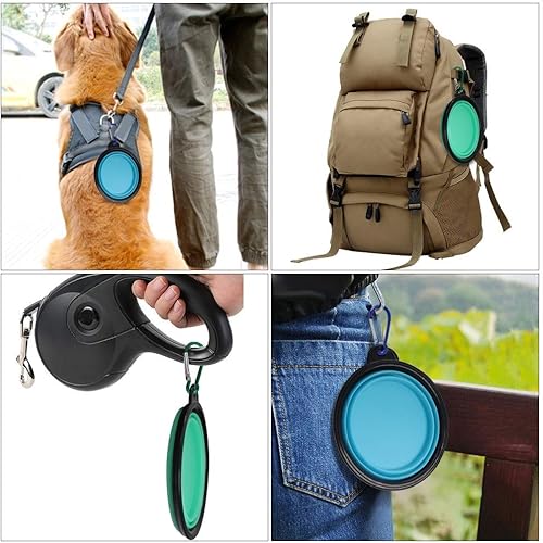 Miniatura 7 de SLSON Tazón plegable para mascotas, paquete de 2 cuencos plegables de silicona para mascotas, plegable expandible para alimentación de perros y