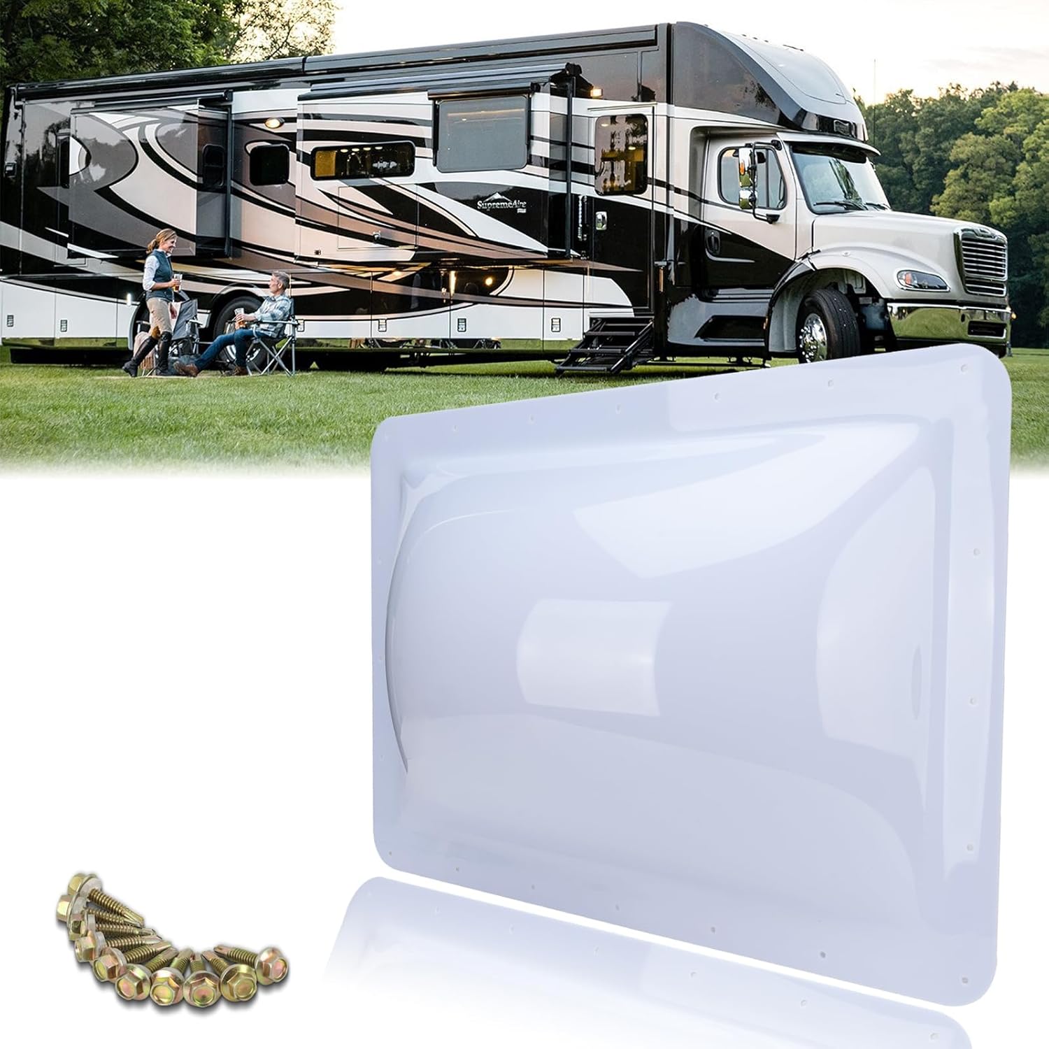 rv skylight outer dome,18"x 26" od universal skylight fits all standard 14" x 22" skylight openings, rv shower skylight for camper trailer fifth wheel motorhome truck (white)