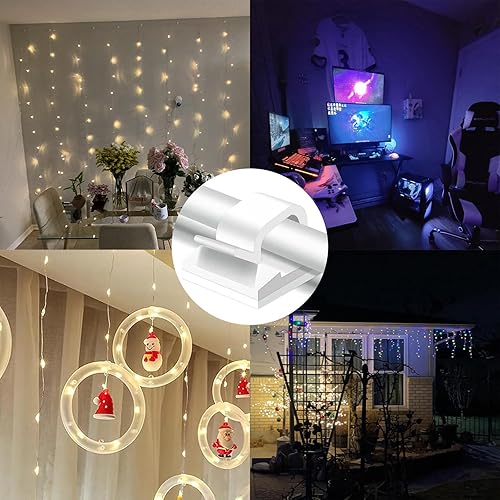 Miniatura 7 de Clips para cables, 50 piezas de clips de alambre adhesivos para gestión de cables eléctricos, clips de alambre de pared, utilizados para