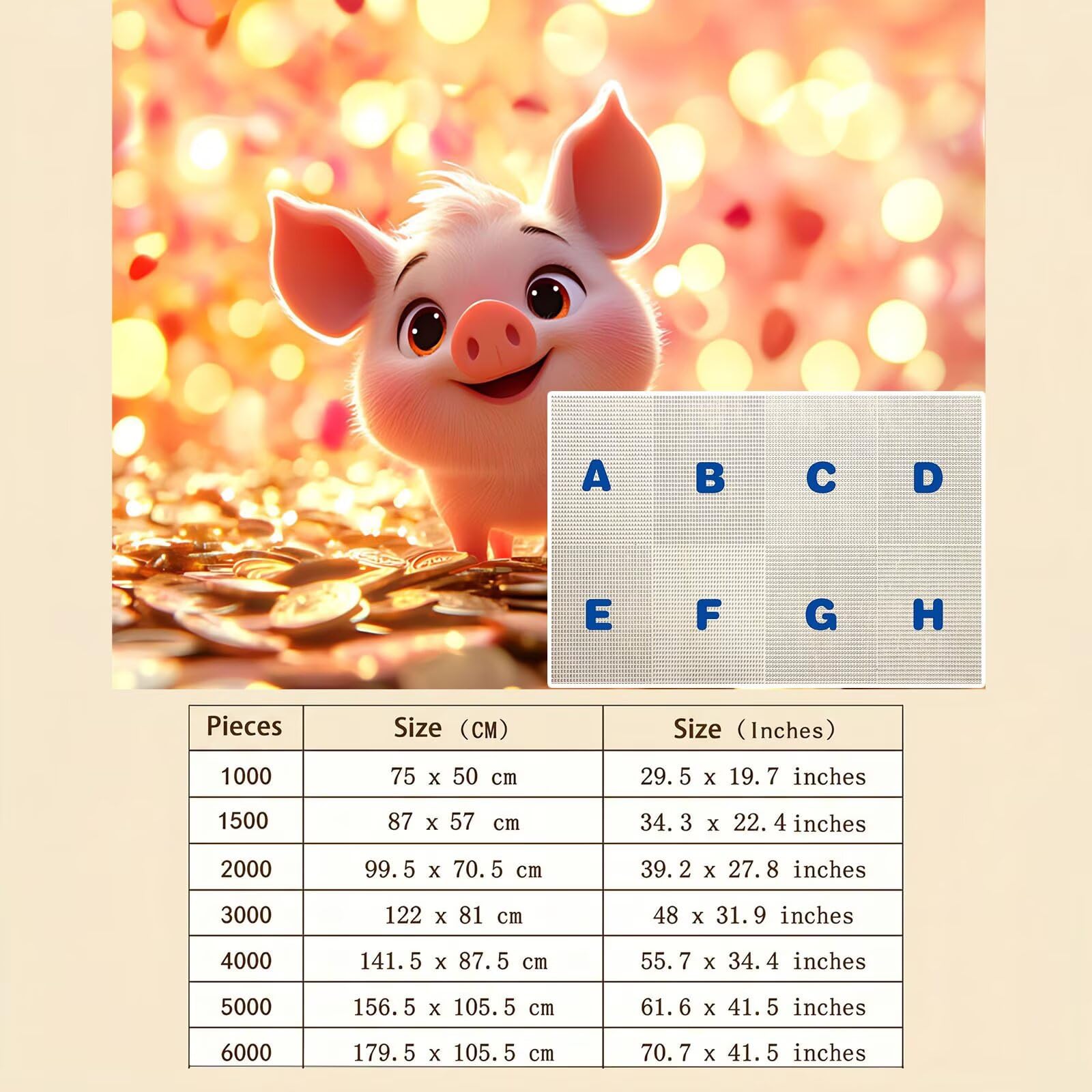 Puzzle 5000 Pezzi Classici, Puzzle Carino maiale 156 x 105 cm, Gioco Educativo e Antistress in Legno con Poster Incluso, Ttività DIY per Famiglia, Regalo per Appassionati, Decor Parete Casa, f0-563