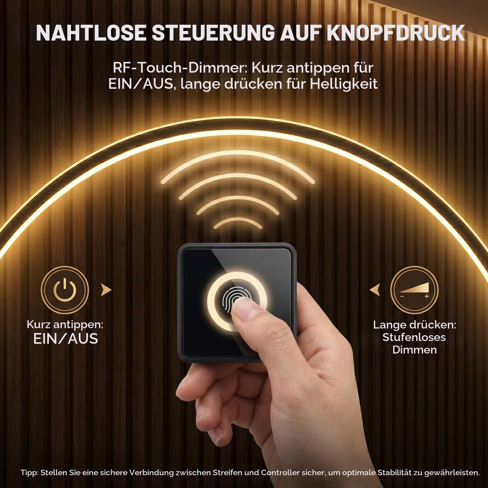 LED für Akustikpaneele — 40/60/90cm*2 Warmweiß Dimmbar LED Akustikpaneele Beleuchtung, selbstklebende Lichtleiste mit Touch-Sensor für Akustikpaneele, TV-Wand, Schränke, Kleiderschränke