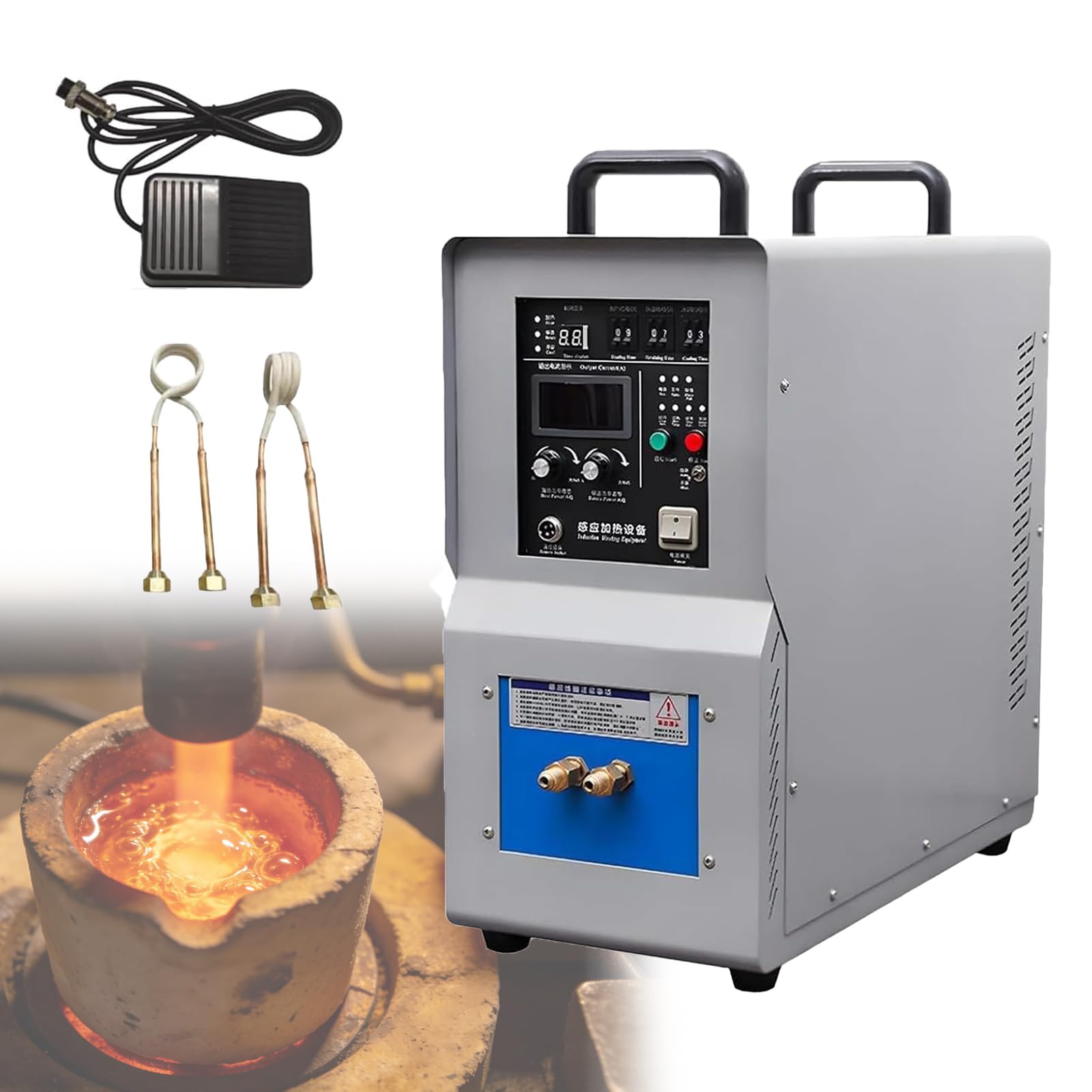 SUYUDD 220V Industrial Induction Heater and High Frequency Furnace 15KW Compact Melting Equipment for Steel Copper Aluminum Quenching Annealing Brazing Welding 40℃~2000℃ Range