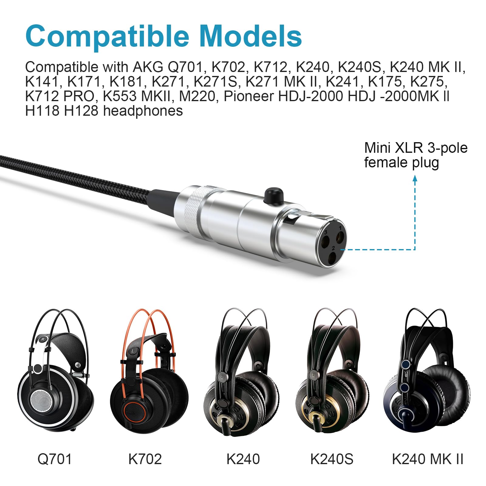 Akg 2024 Akg K712 Pro Balanced Cable K240 Replacement Coiled Audio