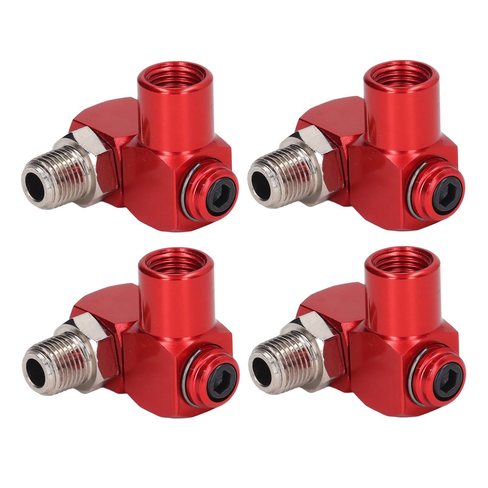 Limtula Red 4Pack 360 Degree Rotating Air Connector Light Weight Aluminum Pneumatic Swivels Joints Easy Installation Pneumatics Swivels Joints