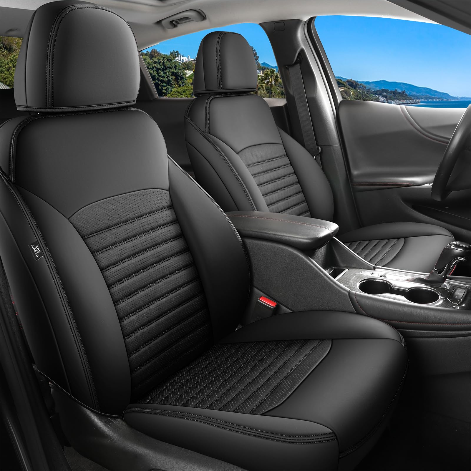 Huidasource Seat Covers for Chevy Malibu 2016-2025, Waterproof Seat Covers Fullset for Chevrolet Malibu L, LS, LT, Premier, RS 2016-2025, Malibu Seat Cushion Protector (Full Set/Black)