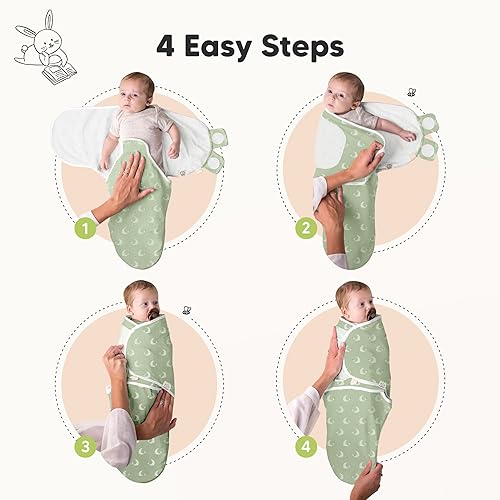 Vista 405 de Paquete de 3 mantas orgánicas para dormir para bebé, para recién nacido, envolturas ergonómicas para bebés de 0 a 3 meses, sacos para dormir, Abc