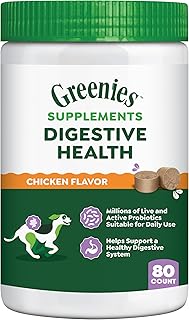 Greenies Supplements Digestive Health Probiotics for Dogs Chicken Flavor, 15.6 oz. Tub of 80 ct.