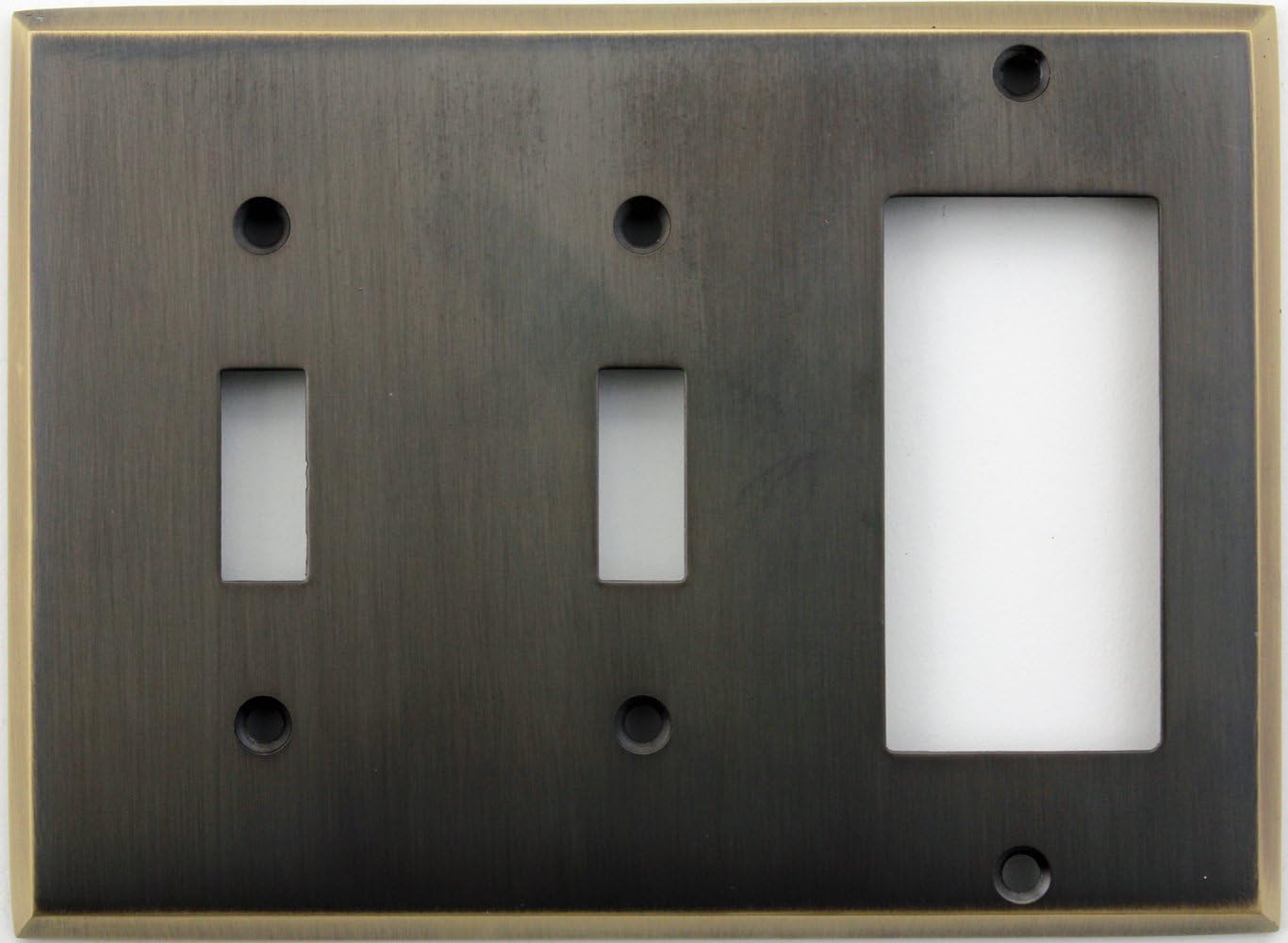 Classic Accents Burnished Antique Brass 3 Gang Wall Plate - 2 Toggle Switches 1 Gfi/Rocker Opening