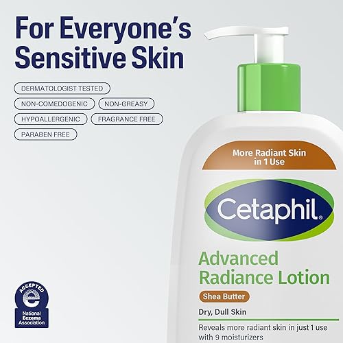 Miniatura 6 de Cetaphil Loción corporal, loción Advanced Radiance con manteca de karité para piel seca y sensible, 8 onzas, paquete de 3, sin fragancia,