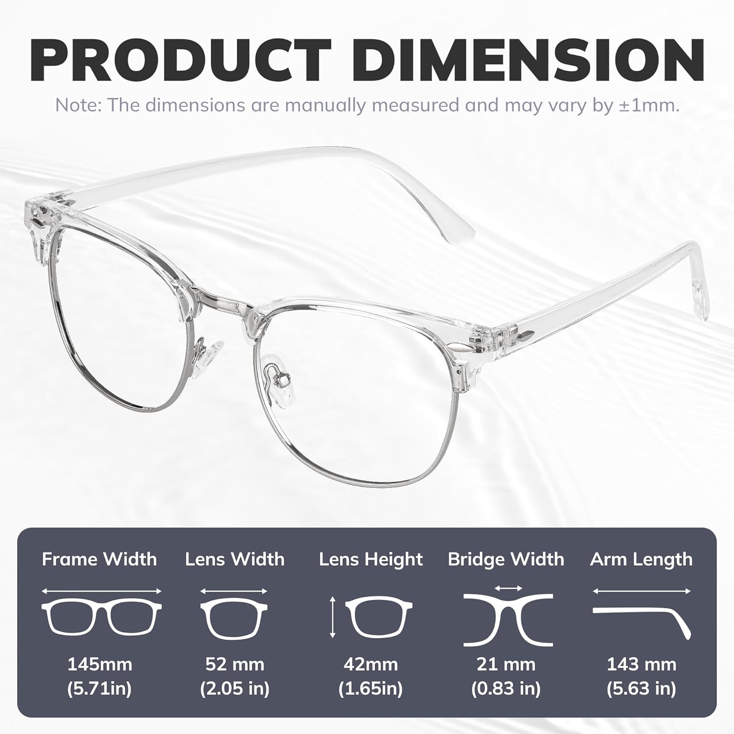 Square 99% Blue Light Blocking Glasses - Anti Eyestrain Computer Eyewear with Clear Lens UV400 for Men Women image 2 of 7 B0F5Q1X4BB