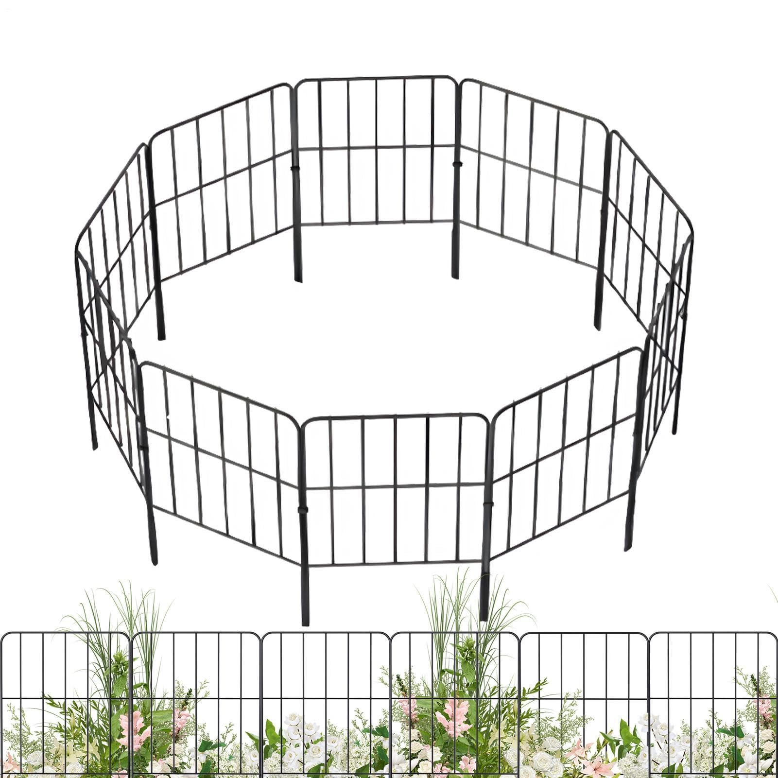 Recinzioni decorative in metallo, 10 pezzi, barriera per animali | Delimitazione per recinzione da giardino, balcone, cortile, terrazza, cane, piante, fiori, coperta per esterni