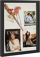 Vista 52 de Muzilife Marco de Fotos Shadow Box de 11x14 pulgadas con Tablero de Lino - Madera Profunda y Vidrio Templado, Estuche Rústico de Exhibición Listo