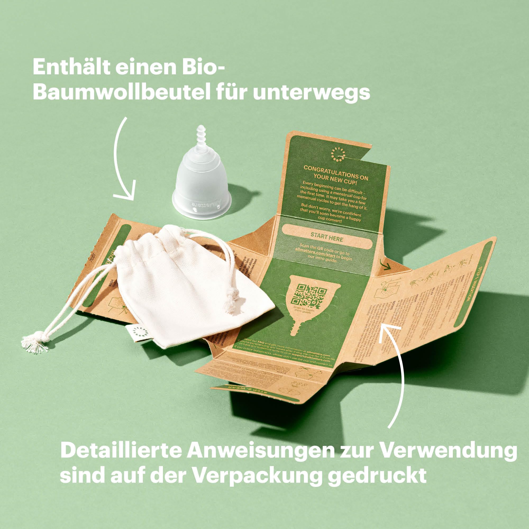 AllMatters Menstruationstasse (ehemals OrganiCup) - Größe A - für Alle, die Noch Nicht Vaginal Entbunden Haben - Weiches und Angenehmes Medizinisches Silikon