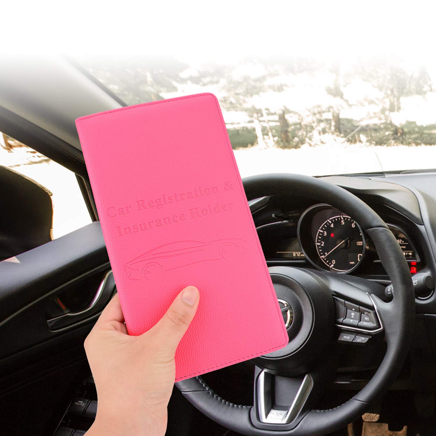 Cacturism Car Registration and Insurance Holder Car Accessories Vehicle Glove Box Car Organizer Women Car Accessories with Magnetic — view 8