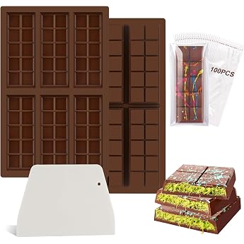 Chocolate Mould Silicone Deep 2 Pieces 6 Chocolate Moulds Chocolate Silicone Mould Chocolate Bar Deep Extra Deep Chocolate Mould for Chocolate Chocolate Sweets