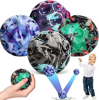Ywwltt Pack of 4 Moon Ball, Astro Jump Ball, Moon Ball, Lava Ball, Galaxy Ball, Planet Bouncy Balls, Bouncy Balls, Toy Gifts for Children Outdoors