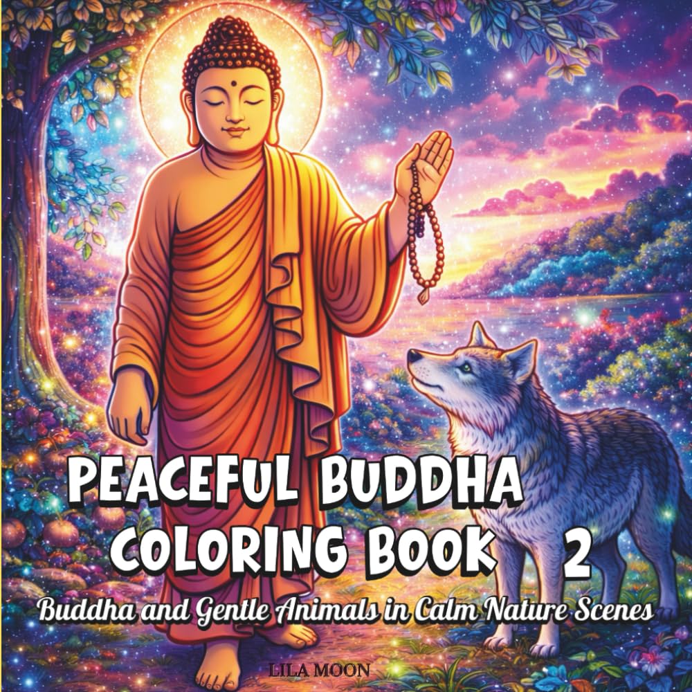 PEACEFUL BUDDHA COLORING BOOK 2: Buddha and Gentle Animals in Calm Nature Scenes