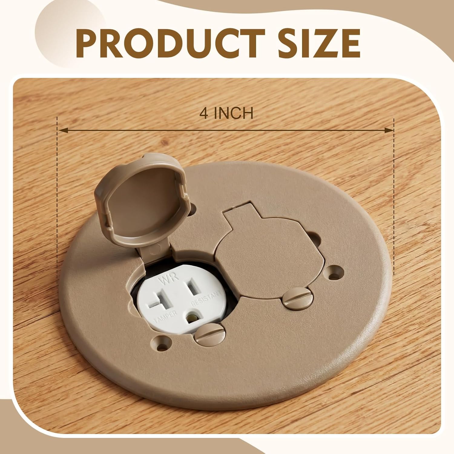 Kingdder 2 Set Round Floor Box Cover 4" Diameter Plastic Duplex Floor Outlet Cover Plate Weatherproof Replacement for Countertop Home