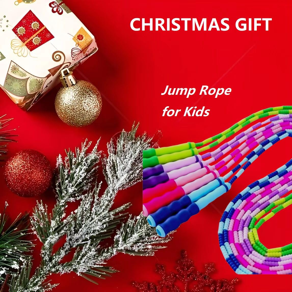Jump Rope for Kids, Soft Beaded Skipping Rope, Adjustable Length Tangle-Free Segmented Jumping Rope for Kids Students Man and Women