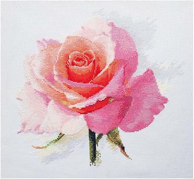 Tender Rose Cross-Stitch kit on Aida 16 Count Canvas. Soft Pink Rose. Cross Stitch kit by Alisa 2-40