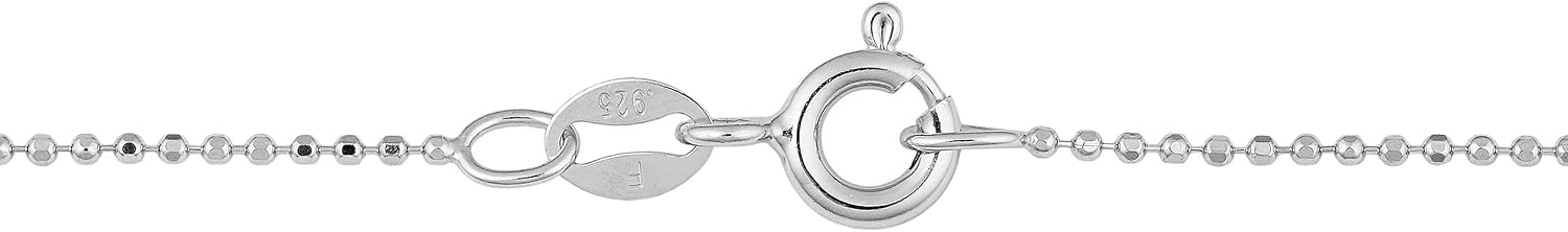 KoolJewelry Sterling Silver 0.9 mm Diamond-cut Ball Chain Necklace for Women (16, 18, 20, 22, 24, or 30 inch)
