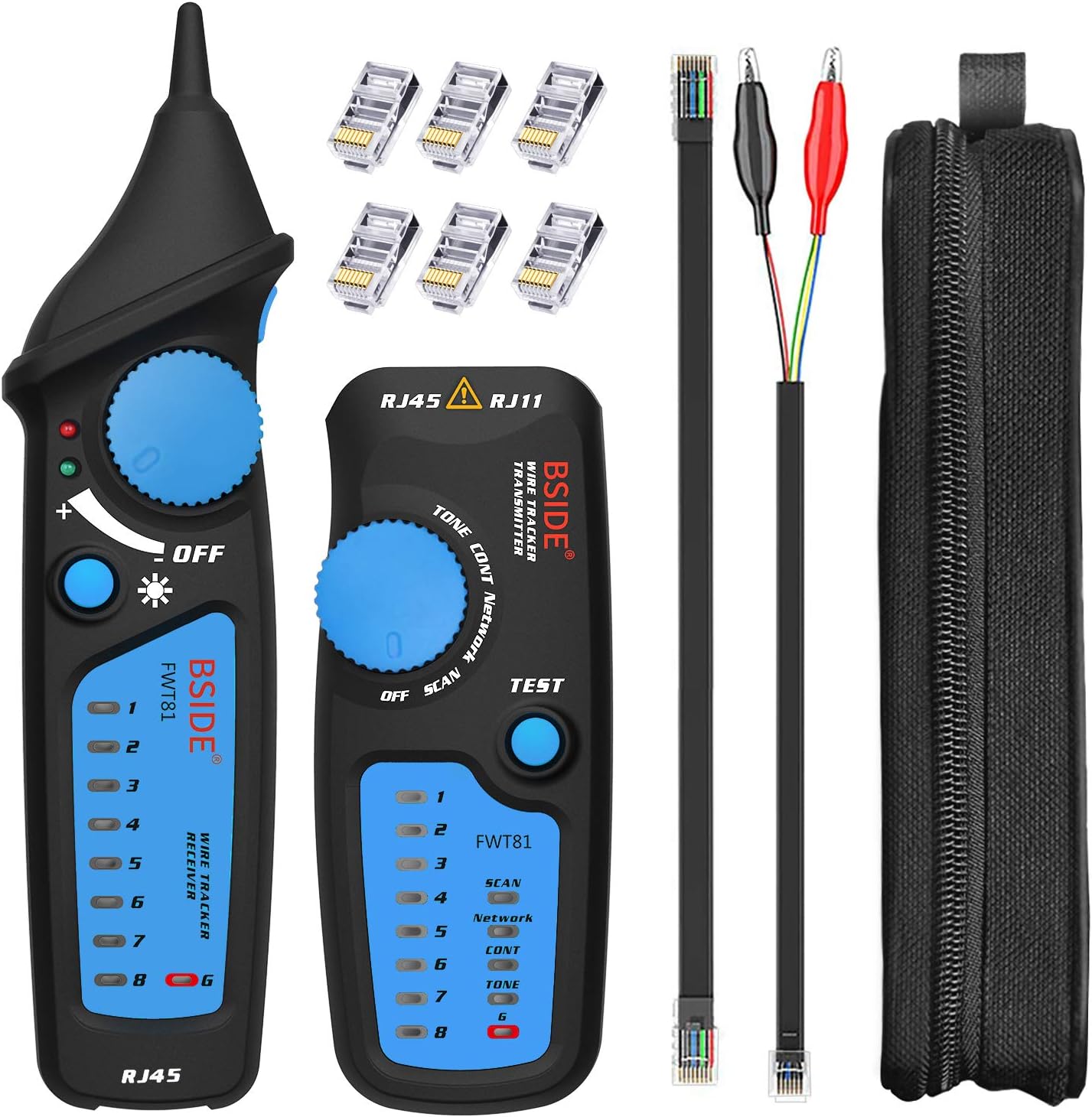 BSIDEFWT81 Network Cable r RJ11 RJ45 Line Finder Wire Tracker Telephone LAN Line r Detector with Modular Connector