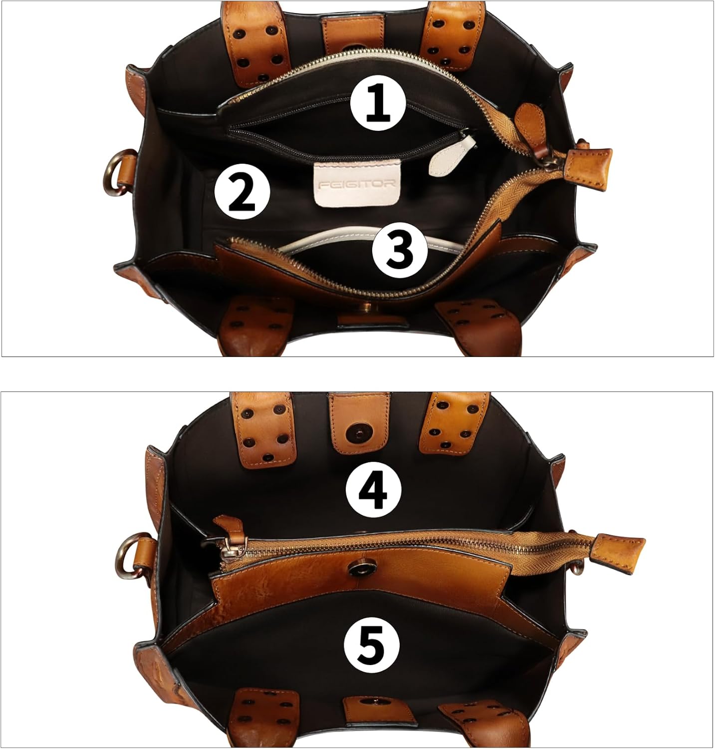 Genuine Leather Satchel for Women Embossed Handbag Top Handle Bags Handmade Purse Crossbody Tote Shoulder Bag - Image 3