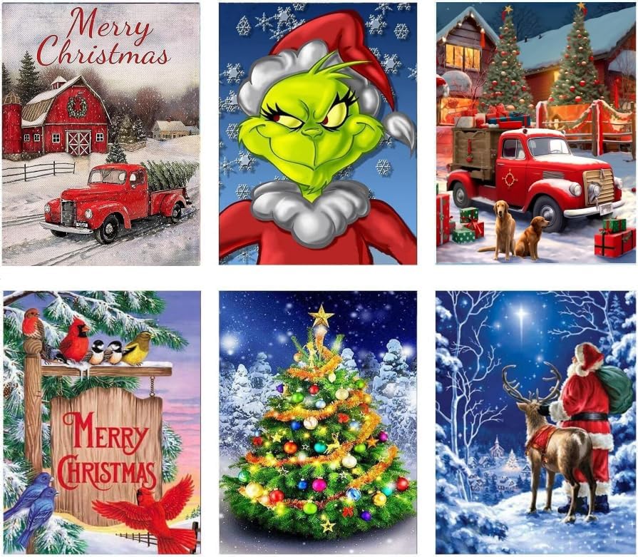 Ninonly 6 Pack Chirstmas Diamond Painting Kits for Adults 5D Full Drill Diamond Art for Kids Beginner DIY Diamond Dotz Craft Kits for Home Decor (11.8×15.8 inch)