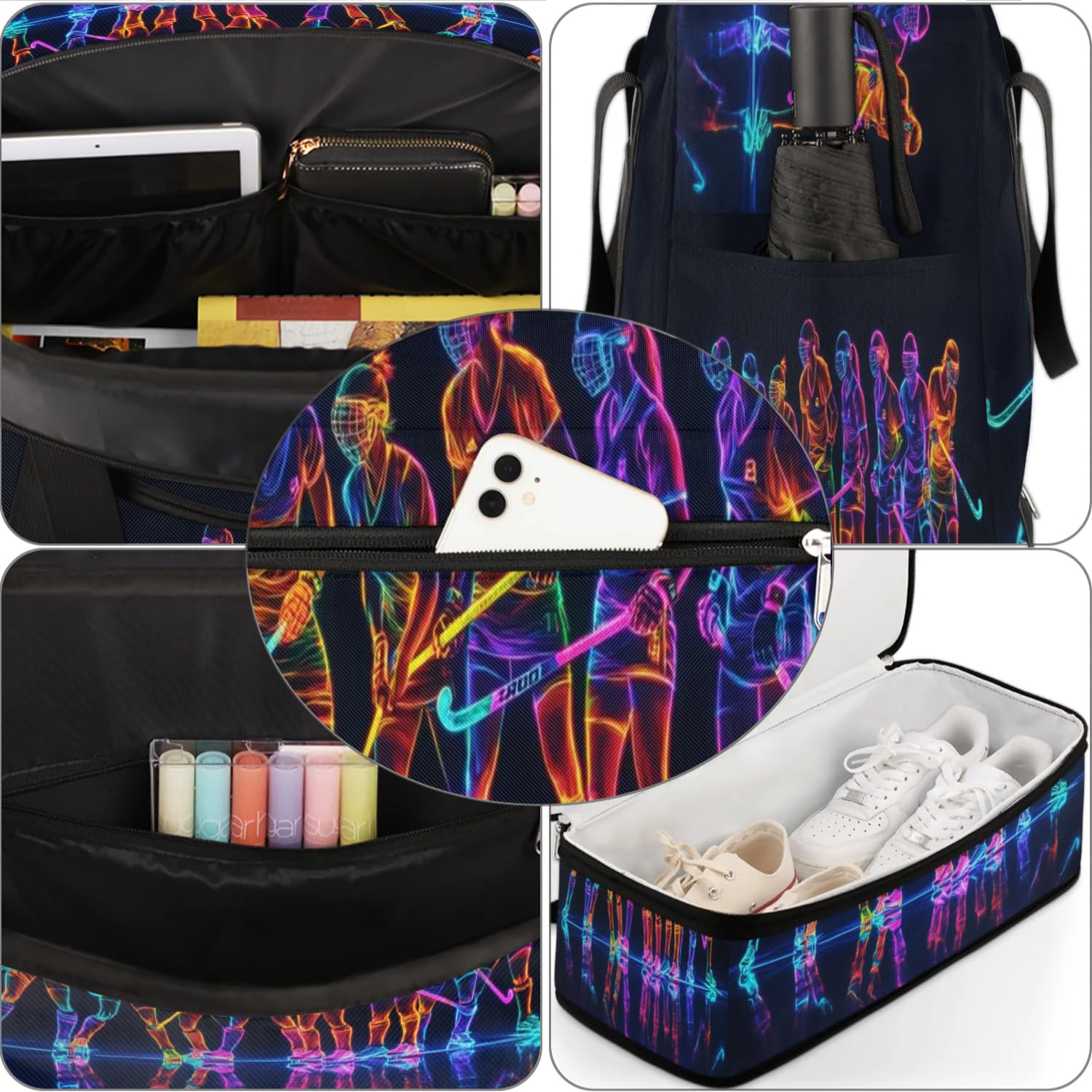 Sac de voyage pliable pour homme et femme - Motif joueur de hockey - 47 l - Pour le sport, la gym, le yoga, couleur, 47 L, Organiseur de sac