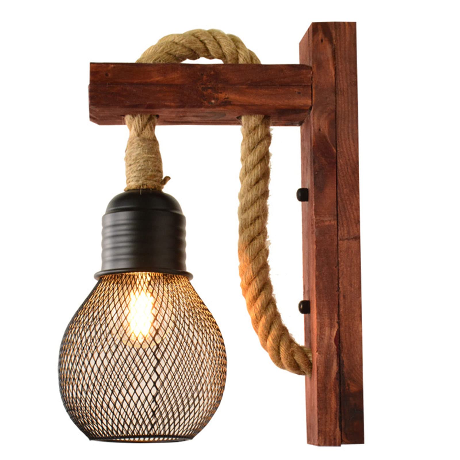 Lámpara de pared de cuerda de cáñamo para solucionar pasillos oscuros con estética retro E27