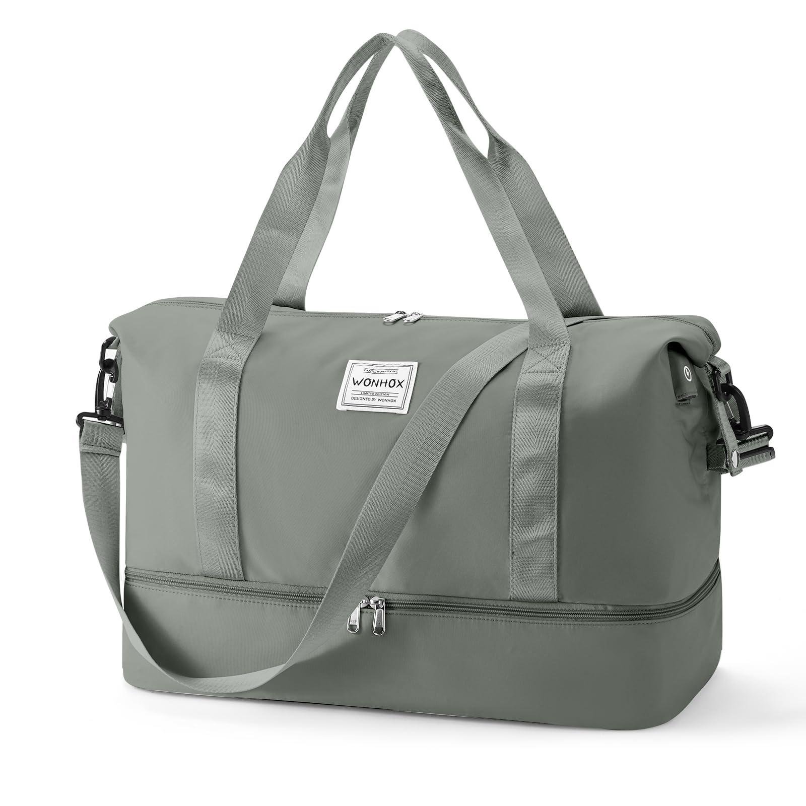 Borsone da Viaggio Donna, Bagaglio a Mano Borsa da Viaggio con Scomparto per le Scarpe, Borsa Sportiva Borsone da Palestra Grande, Borsa da Weekend, Borsa per Ospedale,I5-Verde scuro