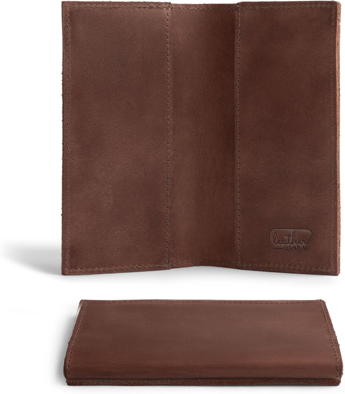 Checkbook Cover, Minimalist Organizer for Personal or Business Finances, Bill Holder, Full Grain Leather, Handmade, Bourbon Brown - Image 2