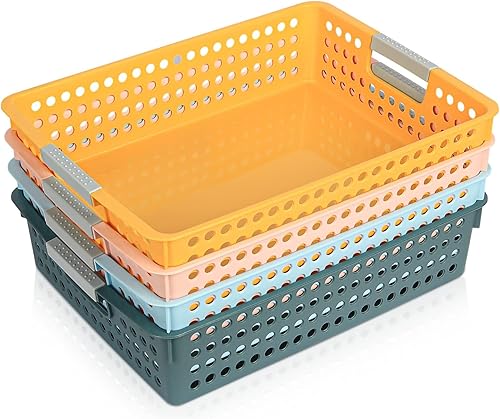 Miniatura 9 de DLUCKY 8 bandejas de papel para organización y almacenamiento de aula con capacidad para papel 4A, bandejas de papel para juguetes de aula,