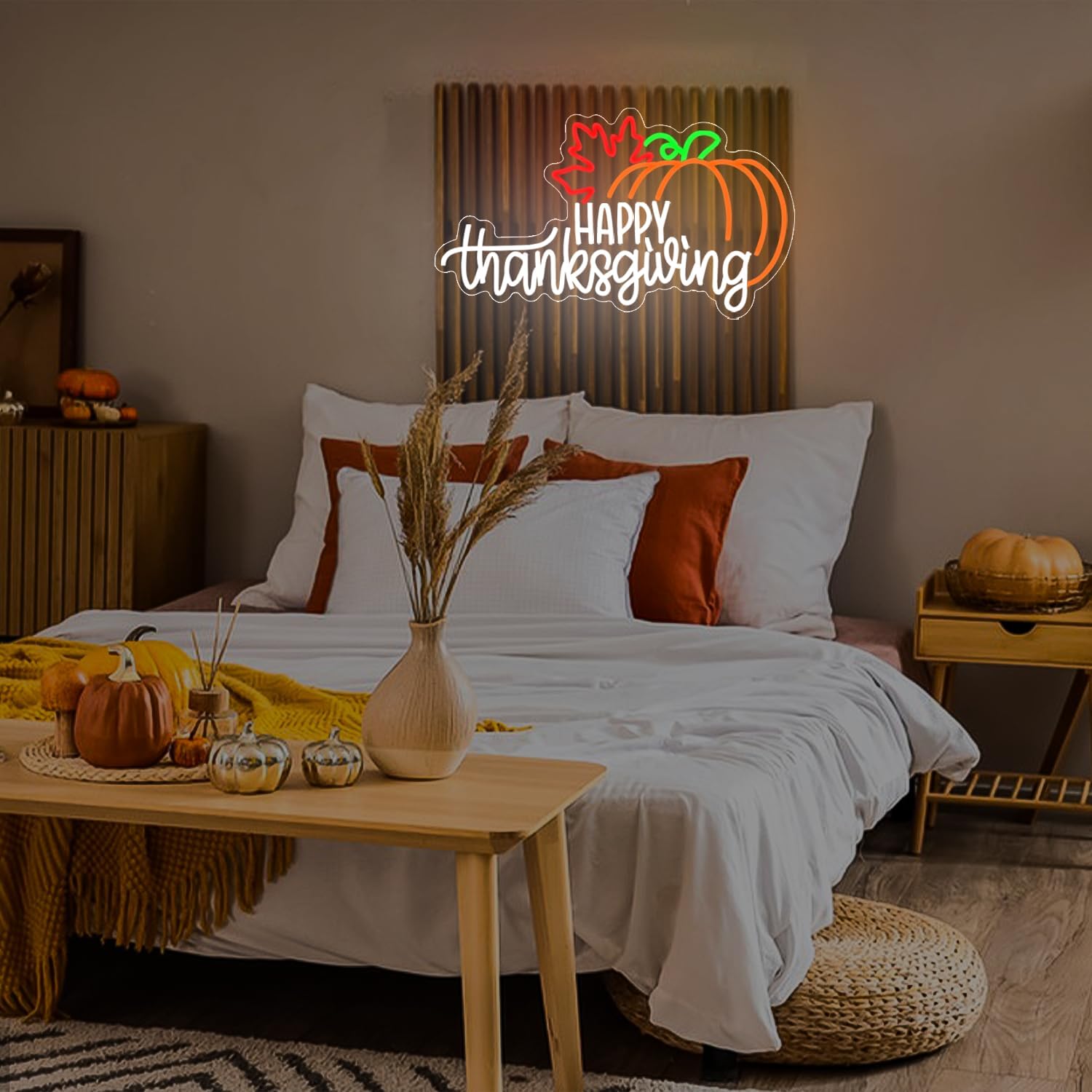 Happy Thanksgiving Neon Sign Large 22 in * 13 in Pumpkin Neon Light Dimmable Fall Neon Sign Happy Thanksgiving Light Up Sign for Bedroom Living Room Thanksgiving Decorations Party Home - Image 7