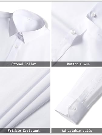Mens Dress Shirts 4-Way Stretch Long Sleeve Slim Fit Formal Shirt Business Casual Wedding Dating Button Down Shirts