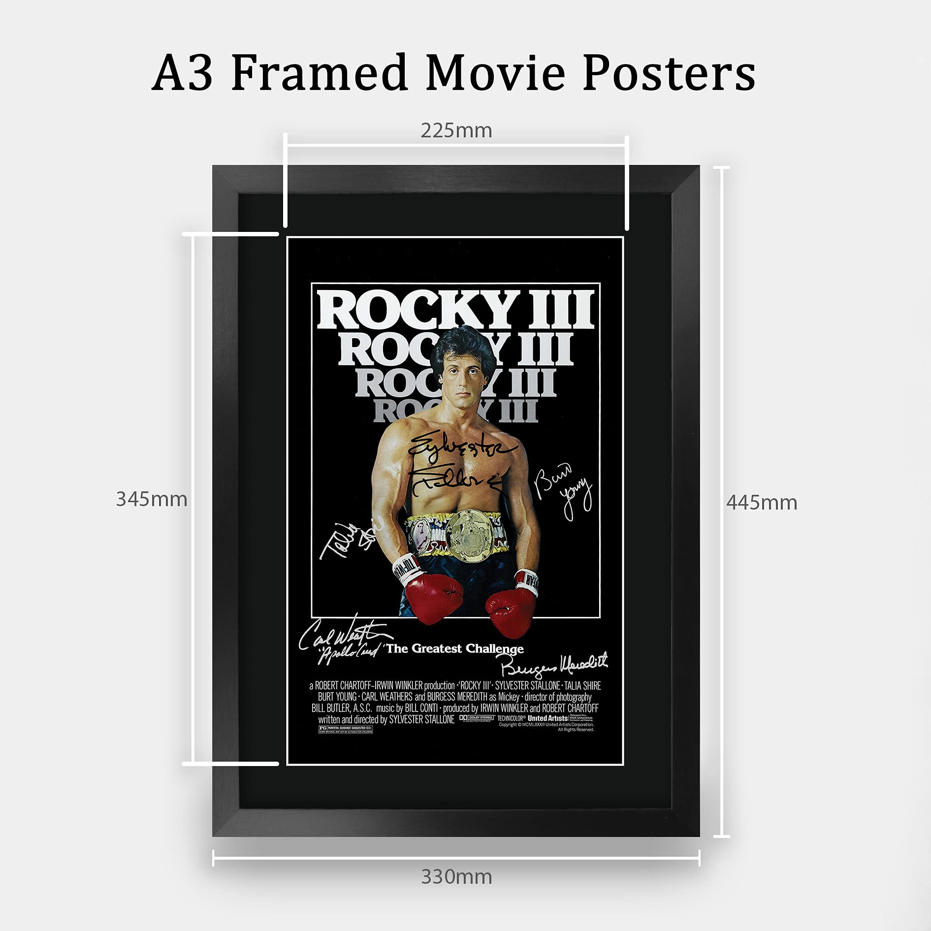 HWC Trading FR A3 Rocky 3 Sylvester Stallone Gifts Printed Poster Signed Autograph Picture for Movie Memorabilia Fans - A3 Framed - Image 2