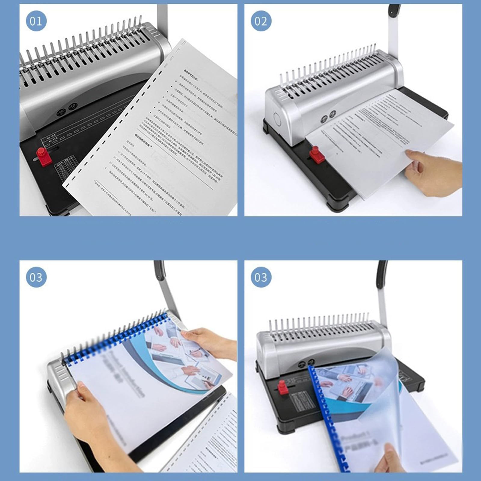 Encuadernadora de Anillas de Goma de 21 Agujeros, Manual con márgenes de perforación Ajustables, Ideal para encuadernar con Clips y Anillas de Goma, Ideal para el hogar, la Oficina y la Escuela
